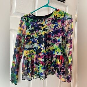 Desigual Abstract Print Mesh (Lined Body) Top 11/12